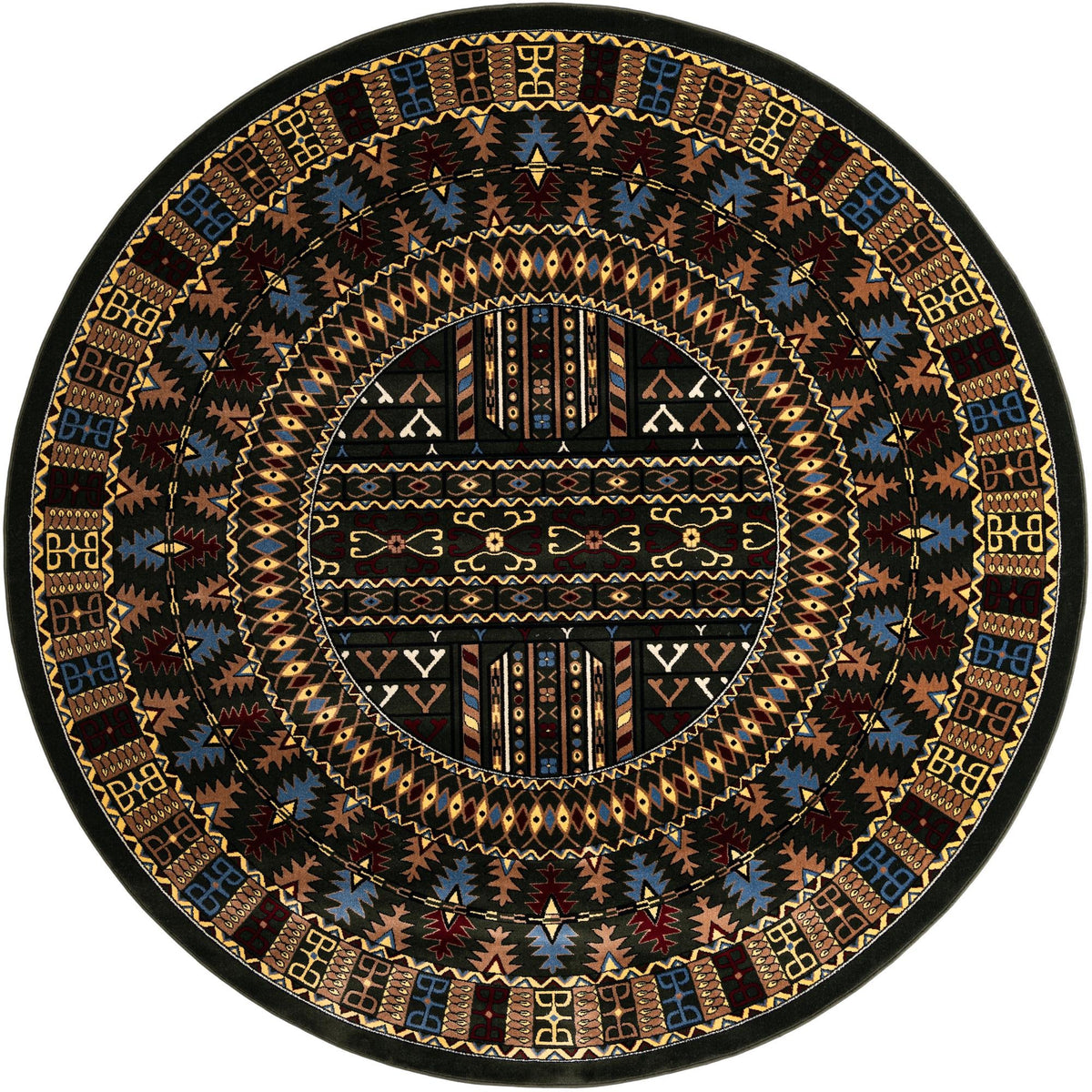 Samarkand Elegance Collection Area Rug -  Ishratkhana Round Dark Green  lifestyle 93