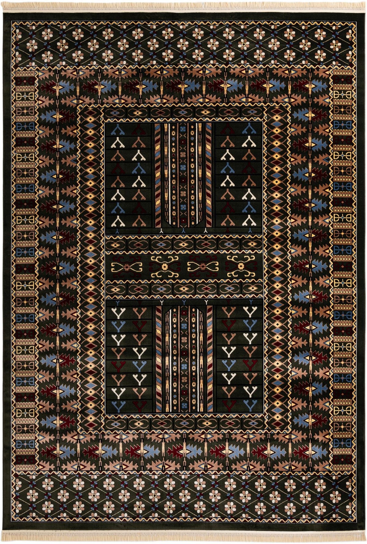 Samarkand Elegance Collection Area Rug -  Ishratkhana Rectangle Dark Green  lifestyle 6