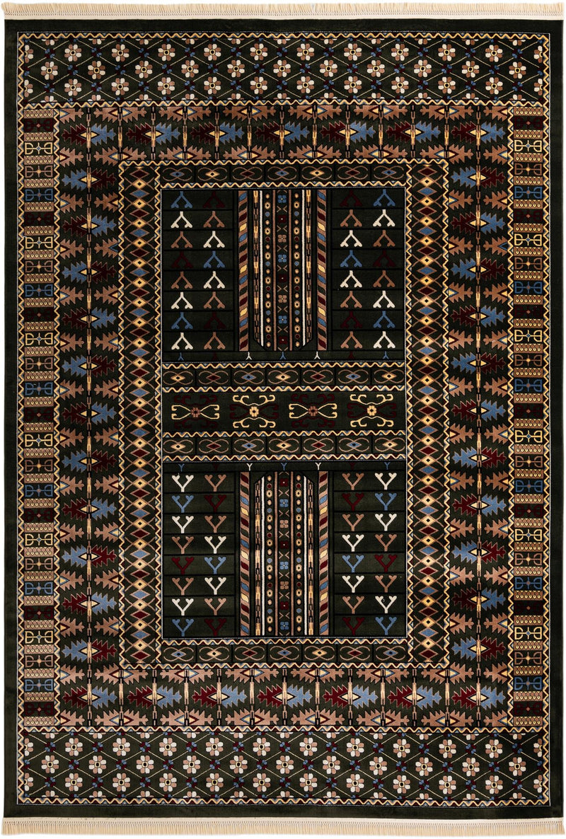 Samarkand Elegance Collection Area Rug -  Ishratkhana Rectangle Dark Green  lifestyle 6