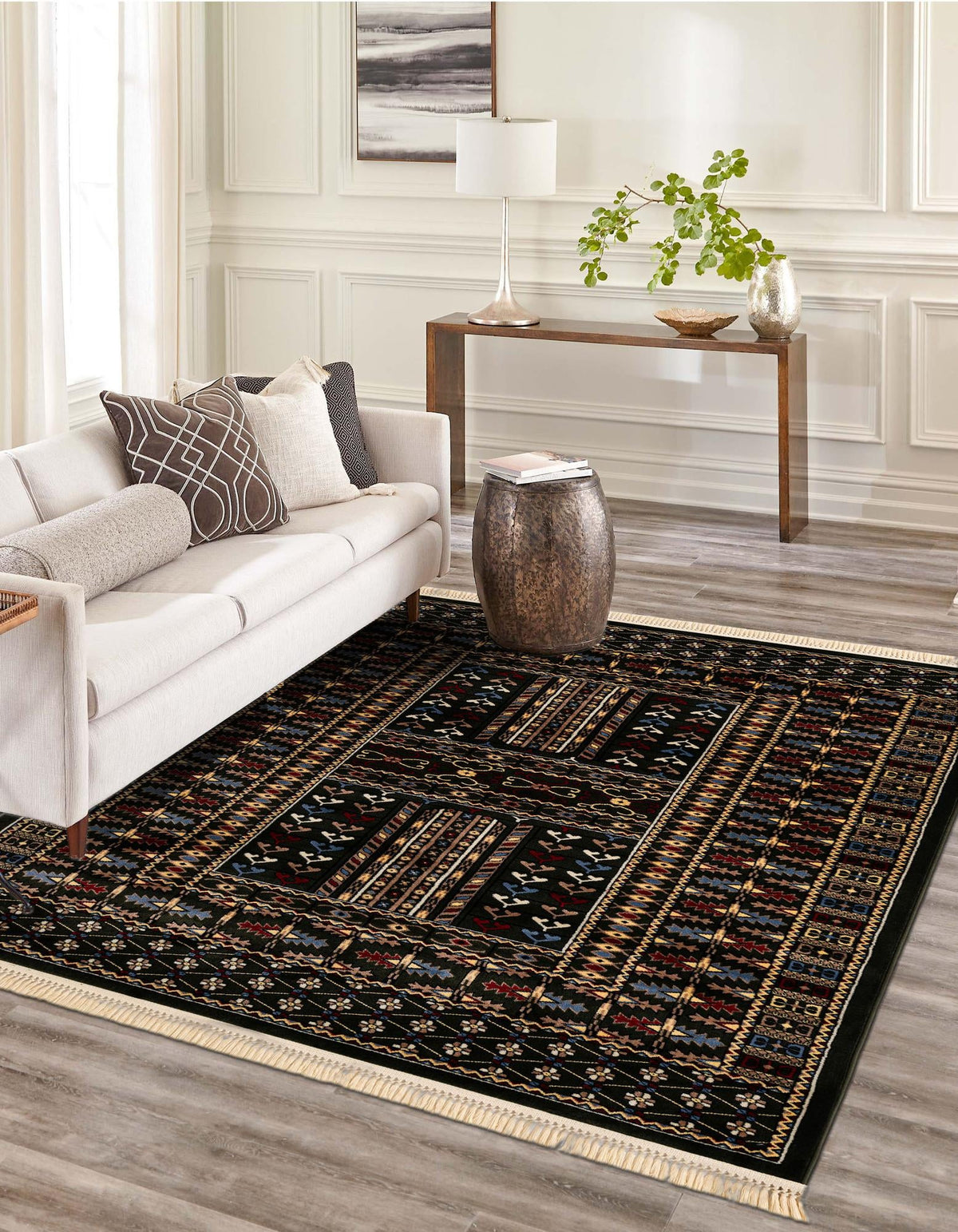 Samarkand Elegance Collection Area Rug -  Ishratkhana Rectangle Dark Green  lifestyle 8