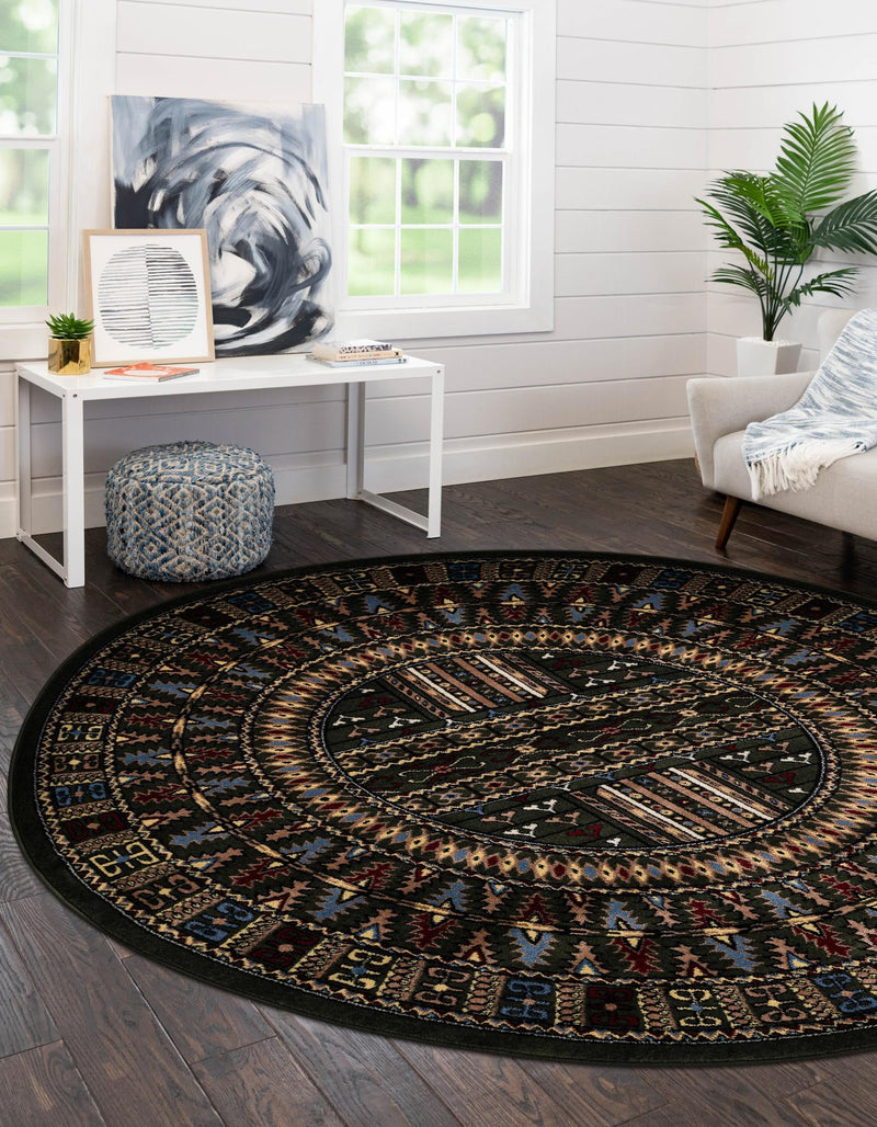 Samarkand Elegance Collection Area Rug -  Ishratkhana Round Dark Green  lifestyle 107