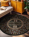 Samarkand Elegance Collection Area Rug -  Ishratkhana Round Dark Green  lifestyle 168