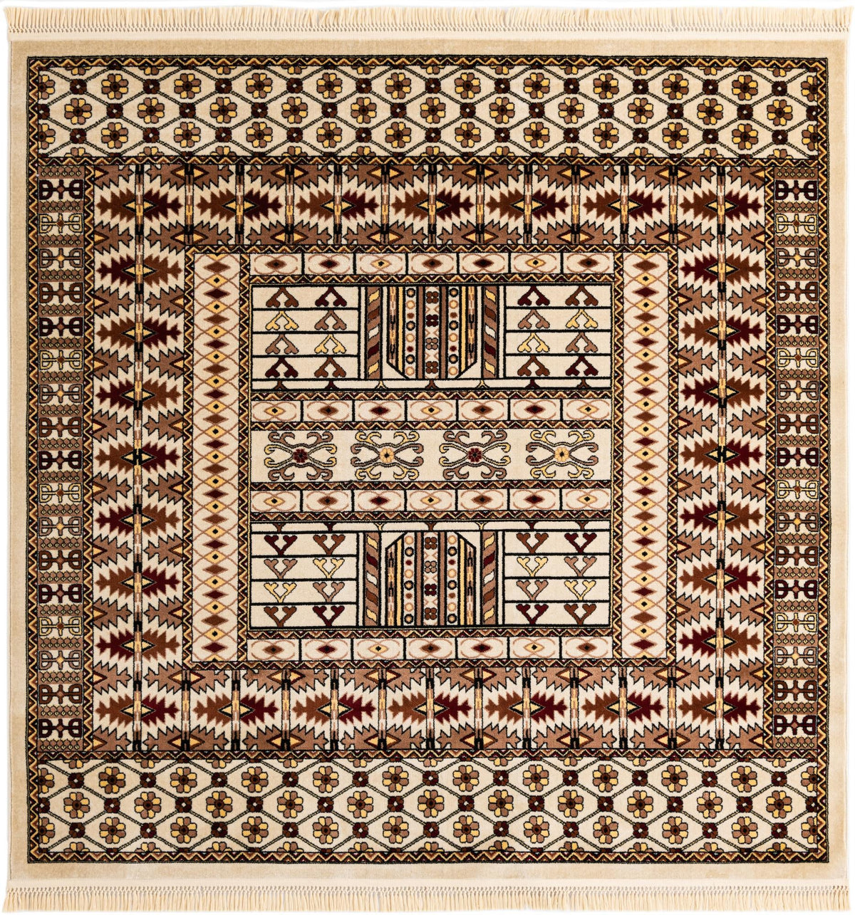 Samarkand Elegance Collection Area Rug -  Ishratkhana Square Beige  lifestyle 90