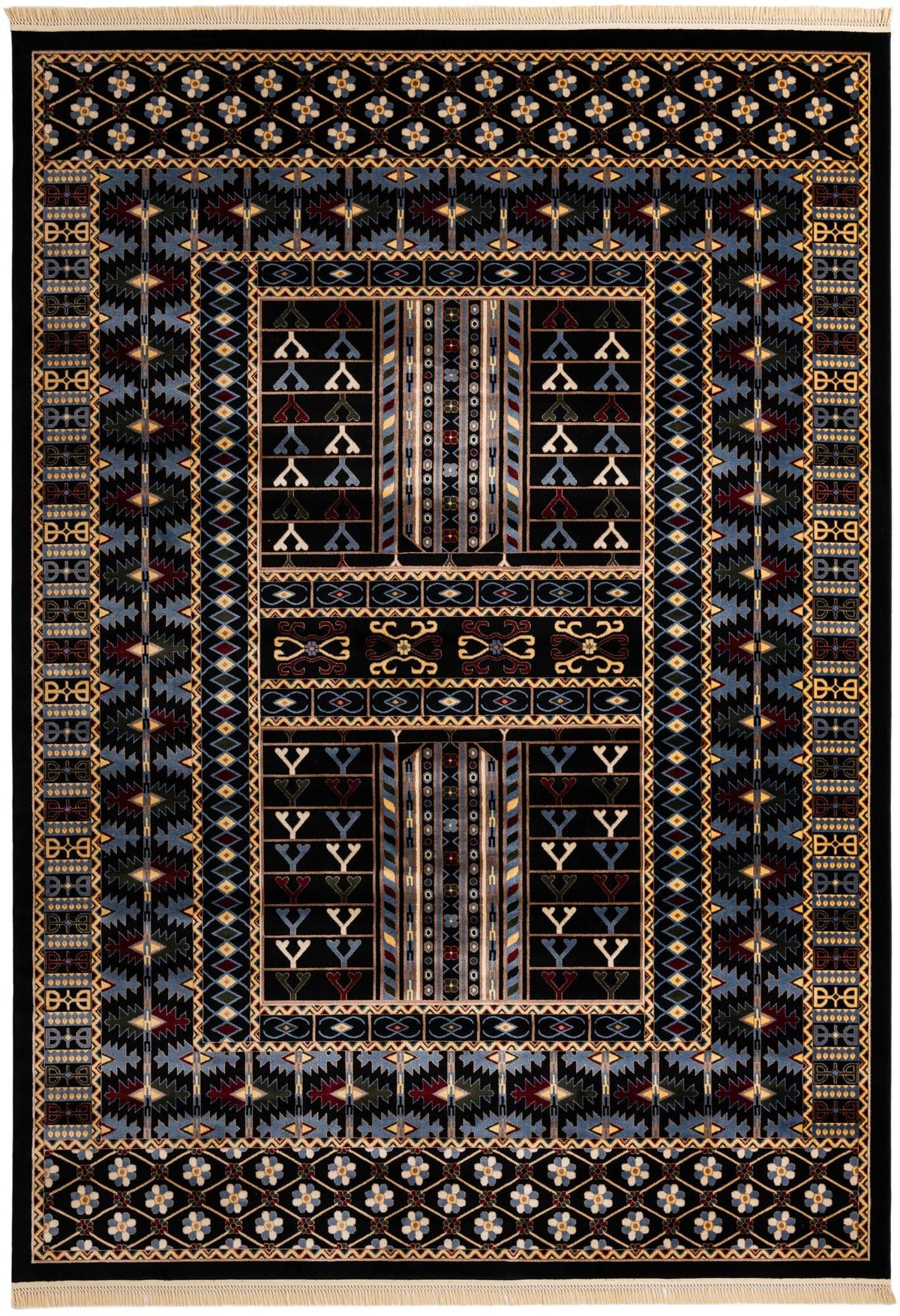 Samarkand Elegance Collection Area Rug -  Ishratkhana Rectangle Black  lifestyle 2