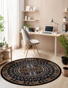 Samarkand Elegance Collection Area Rug -  Ishratkhana Round Black  lifestyle 120