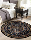 Samarkand Elegance Collection Area Rug -  Ishratkhana Round Black  lifestyle 166