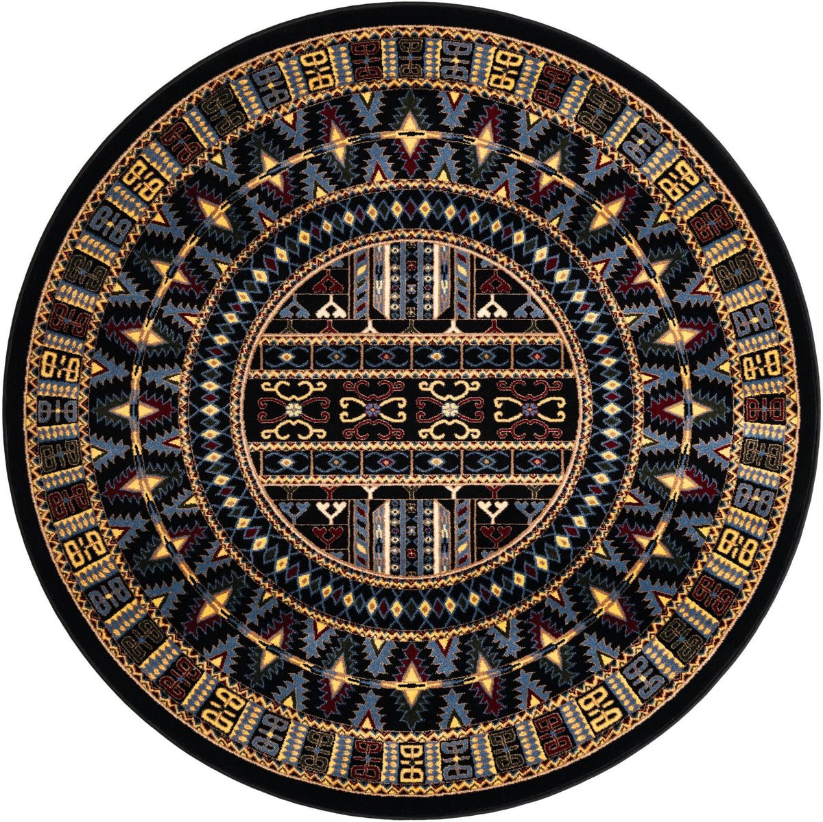 Samarkand Elegance Collection Area Rug -  Ishratkhana Round Black  lifestyle 88