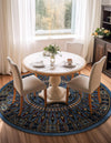 Samarkand Elegance Collection Area Rug -  Ishratkhana Round Blue  lifestyle 157