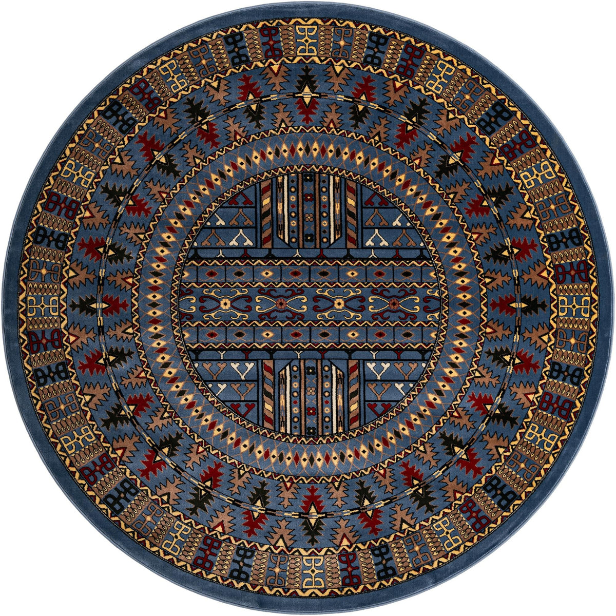 Samarkand Elegance Collection Area Rug -  Ishratkhana Round Blue  lifestyle 85