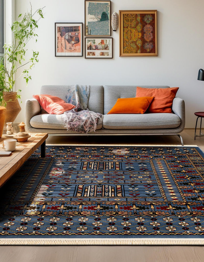 Samarkand Elegance Collection Area Rug -  Ishratkhana Square Blue  lifestyle 103