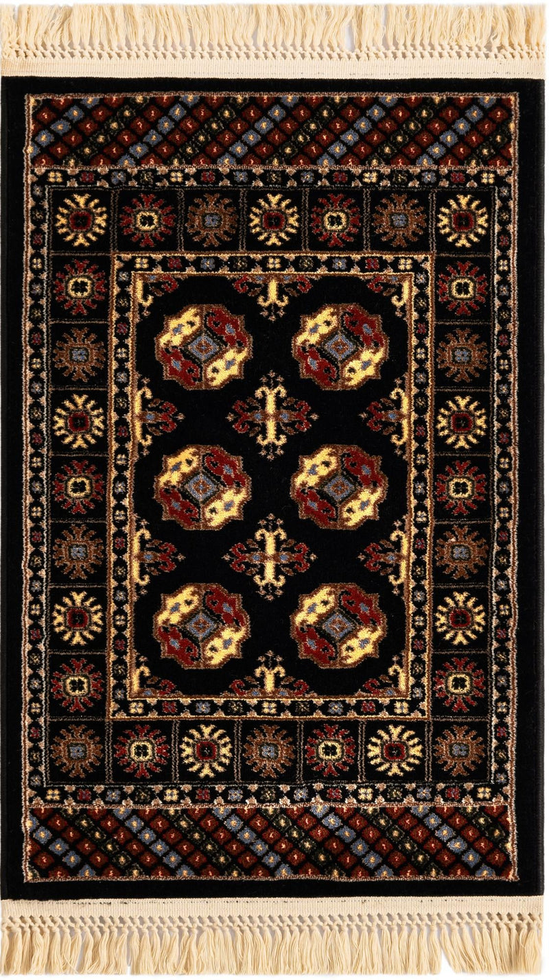 Samarkand Elegance Collection Area Rug -  Margilan (Black) Rectangle Black  lifestyle 3