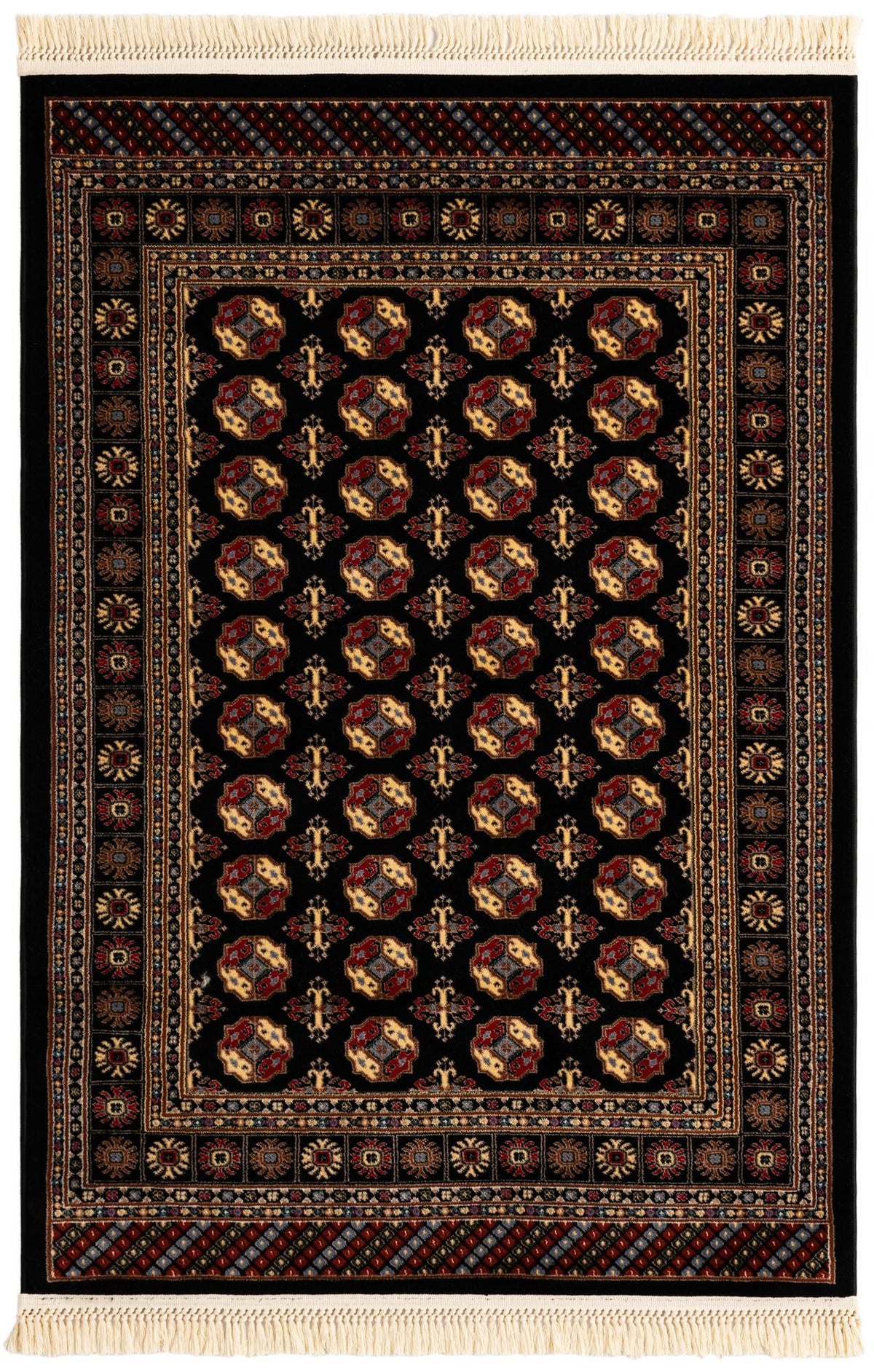 Samarkand Elegance Collection Area Rug -  Margilan (Black and White) Rectangle Black and White Main