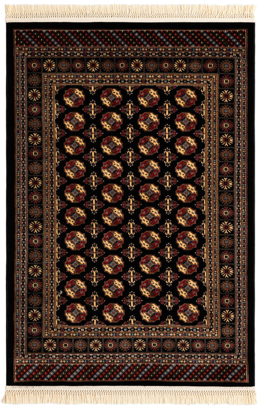 Samarkand Elegance Collection Area Rug -  Margilan (Black and White) Rectangle Black and White Main