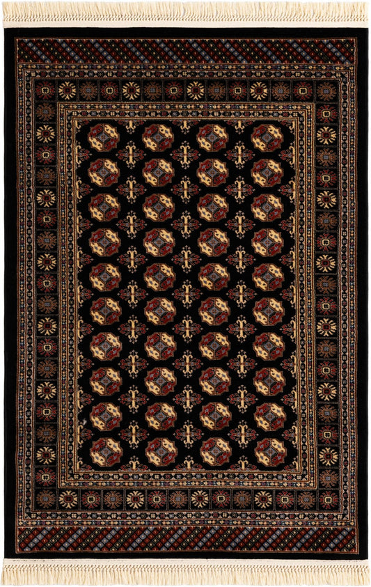 Samarkand Elegance Collection Area Rug -  Margilan (Black) Rectangle Black  lifestyle 2