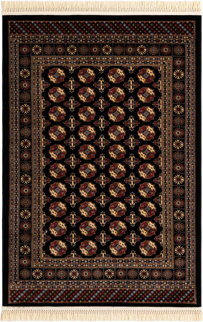Samarkand Elegance Collection Area Rug -  Margilan (Black) Rectangle Black  lifestyle 2