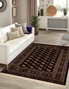 Samarkand Elegance Collection Area Rug -  Margilan (Black and White) Rectangle Black and White  lifestyle 2