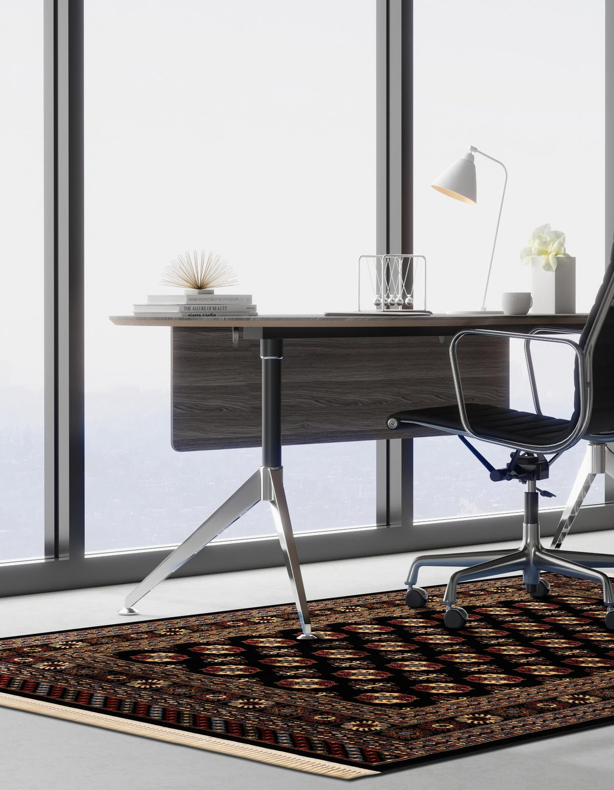 Samarkand Elegance Collection Area Rug -  Margilan (Black) Rectangle Black  lifestyle 5