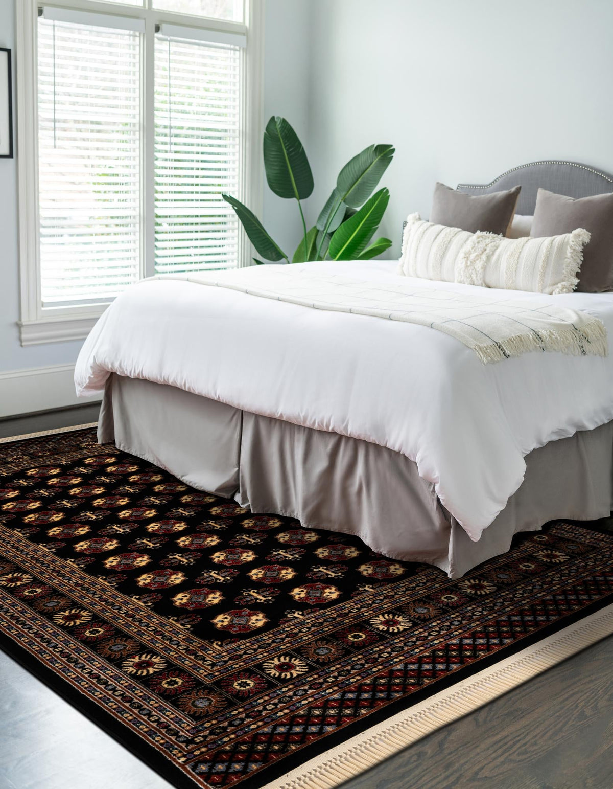Samarkand Elegance Collection Area Rug -  Margilan (Black) Rectangle Black  lifestyle 6