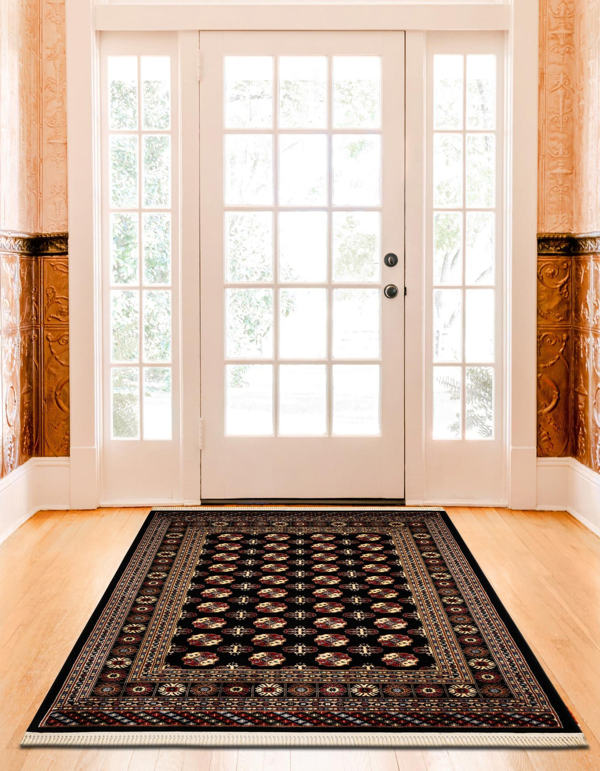 Samarkand Elegance Collection Area Rug -  Margilan (Black) Rectangle Black  lifestyle 9