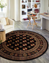Samarkand Elegance Collection Area Rug -  Margilan (Black) Round Black  lifestyle 25