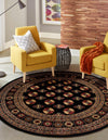 Samarkand Elegance Collection Area Rug -  Margilan (Black) Round Black  lifestyle 28