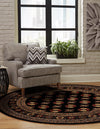 Samarkand Elegance Collection Area Rug -  Margilan (Black) Round Black  lifestyle 34