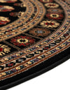 Samarkand Elegance Collection Area Rug -  Margilan (Black) Round Black  lifestyle 59