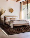 Samarkand Elegance Collection Area Rug -  Margilan (Black) Square Black  lifestyle 36