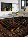 Samarkand Elegance Collection Area Rug -  Margilan (Black) Square Black  lifestyle 42