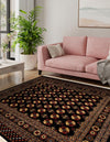 Samarkand Elegance Collection Area Rug -  Margilan (Black) Square Black  lifestyle 45