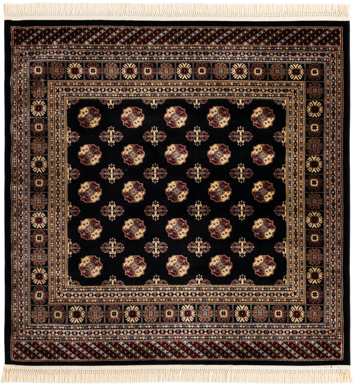 Samarkand Elegance Collection Area Rug -  Margilan (Black) Square Black  lifestyle 24