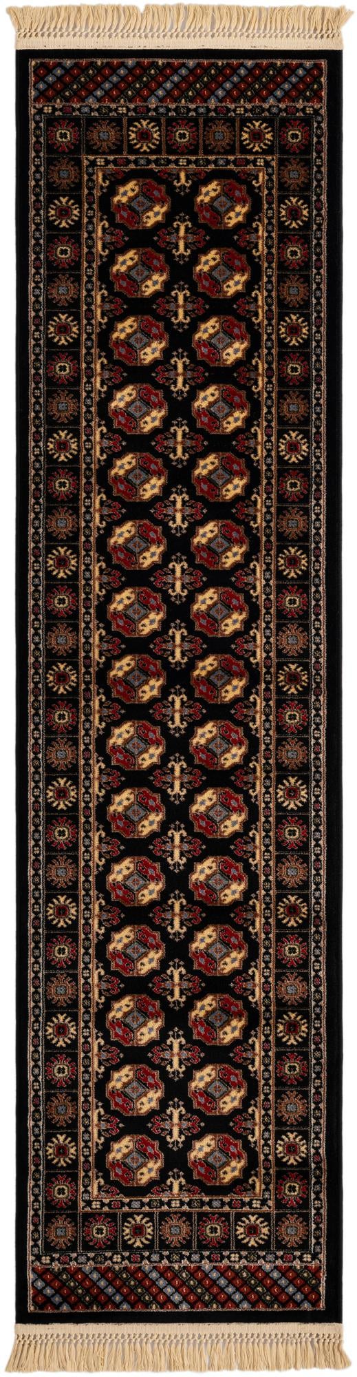 Samarkand Elegance Collection Area Rug -  Margilan (Black) Runner Black  lifestyle 23