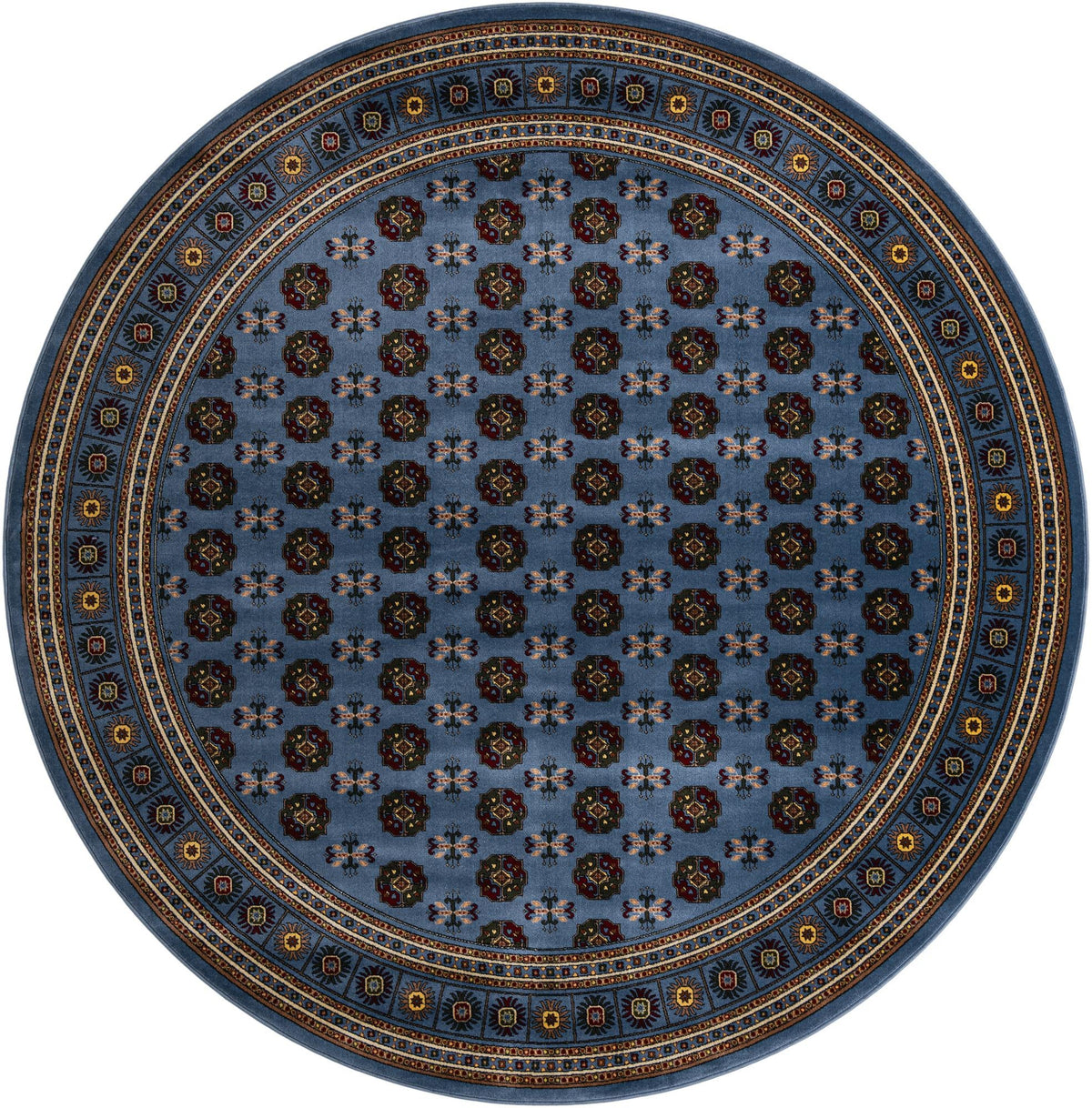 Samarkand Elegance Collection Area Rug -  Margilan (Blue) Round Blue  lifestyle 22