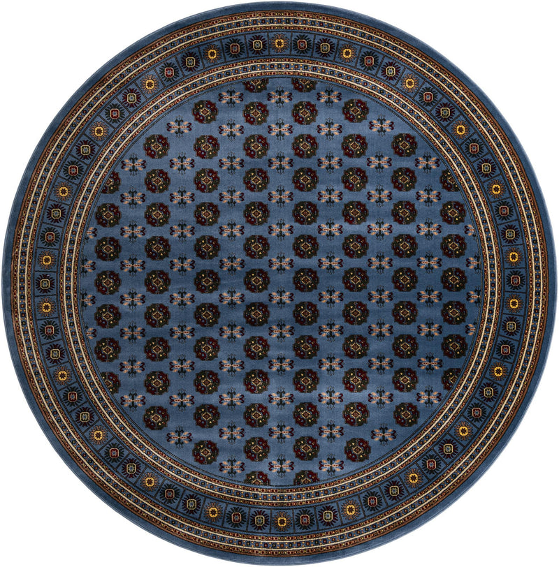 Samarkand Elegance Collection Area Rug -  Margilan (Blue) Round Blue  lifestyle 22