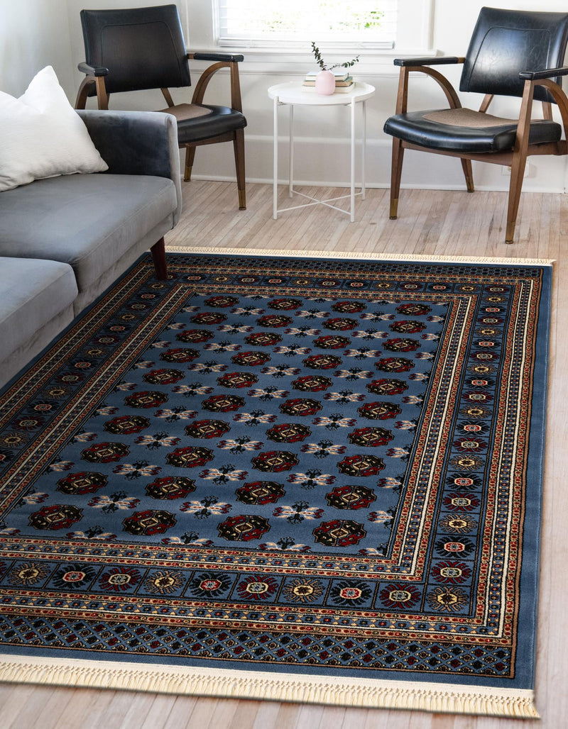 Samarkand Elegance Collection Area Rug -  Margilan (Blue) Rectangle Blue  lifestyle 6