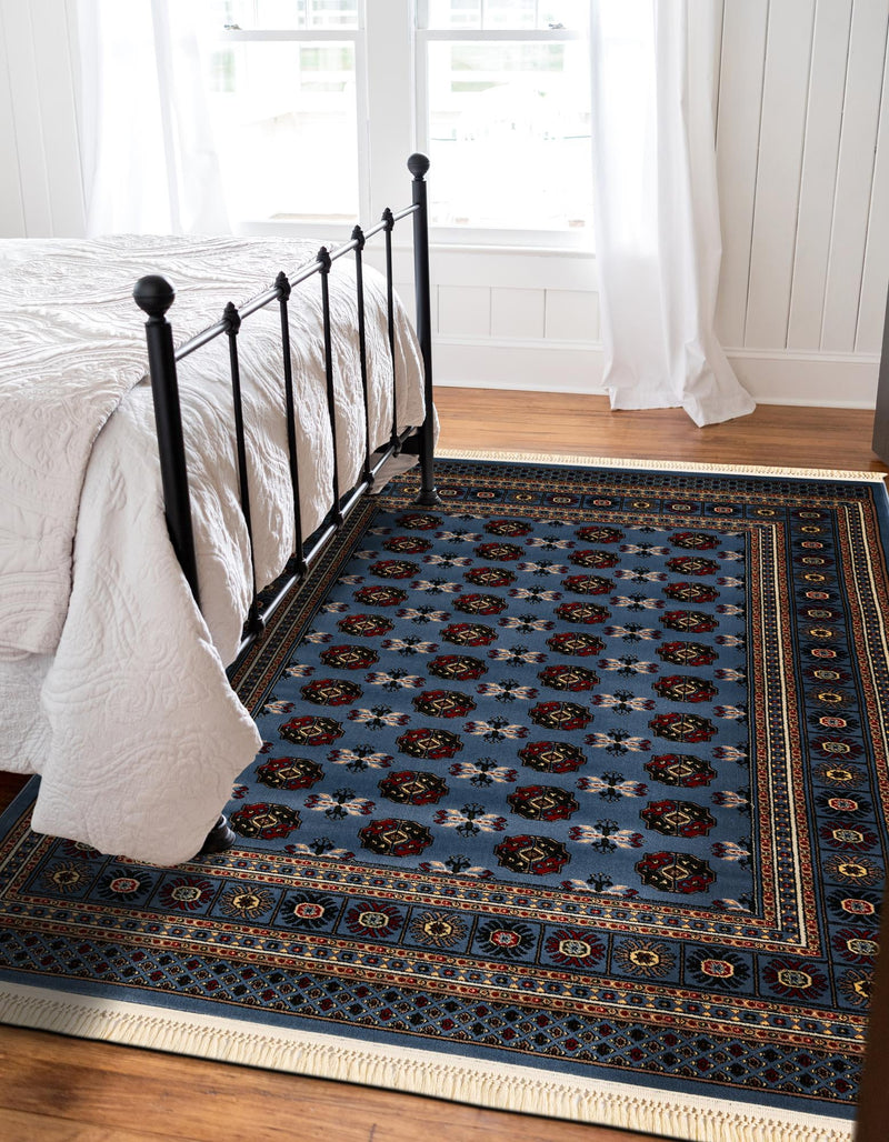 Samarkand Elegance Collection Area Rug -  Margilan (Blue) Rectangle Blue  lifestyle 7