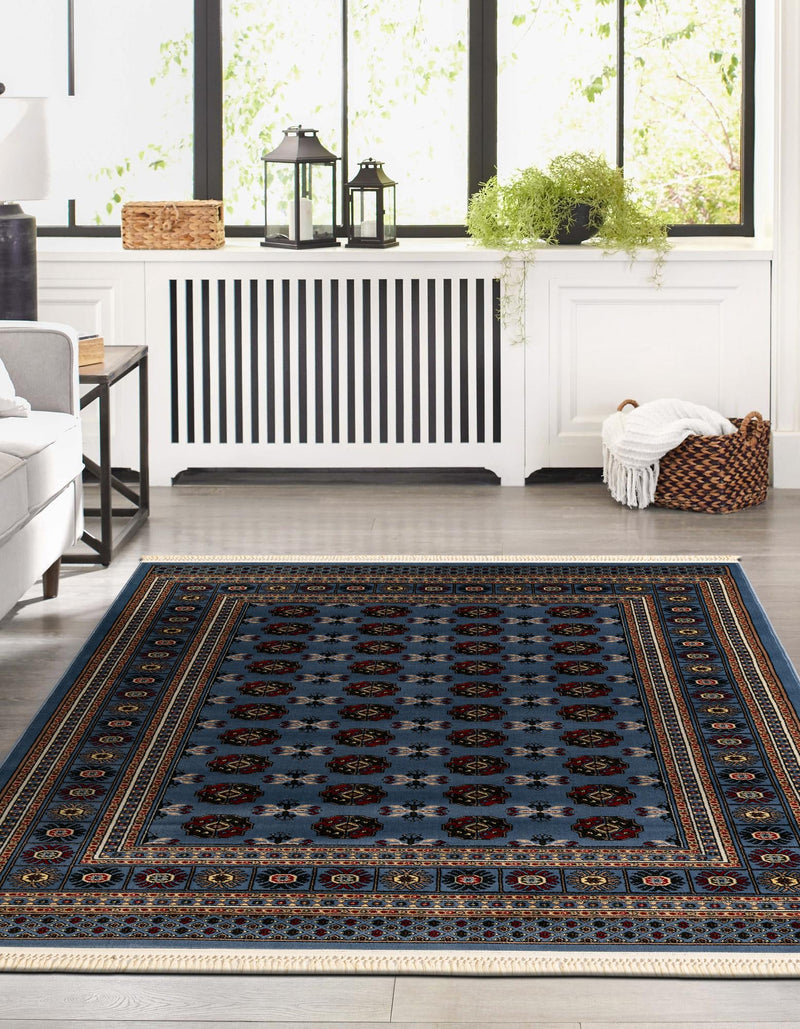 Samarkand Elegance Collection Area Rug -  Margilan (Blue) Rectangle Blue  lifestyle 8