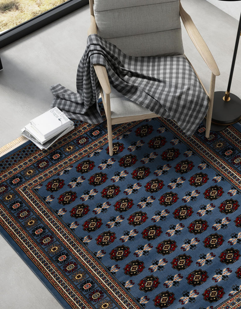 Samarkand Elegance Collection Area Rug -  Margilan (Blue) Rectangle Blue  lifestyle 9