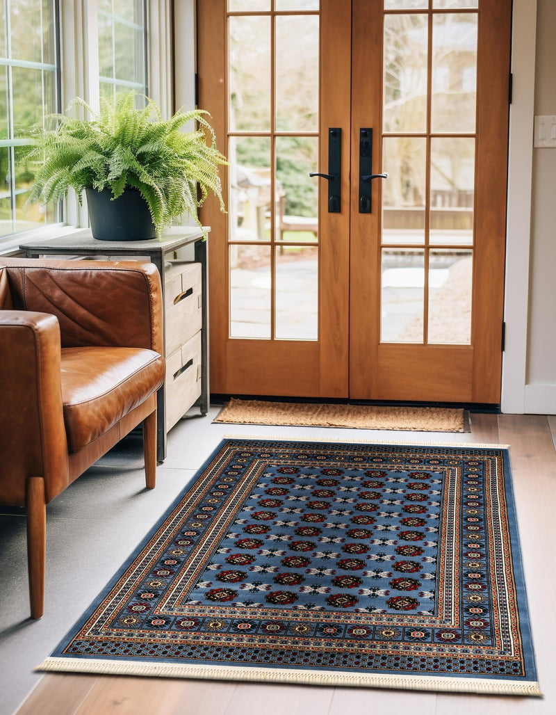 Samarkand Elegance Collection Area Rug -  Margilan (Blue) Rectangle Blue  lifestyle 11