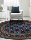 Samarkand Elegance Collection Area Rug -  Margilan (Blue) Round Blue  lifestyle 28