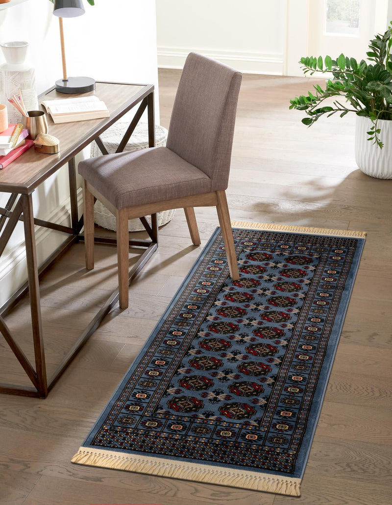 Samarkand Elegance Collection Area Rug -  Margilan (Blue) Runner Blue  lifestyle 29