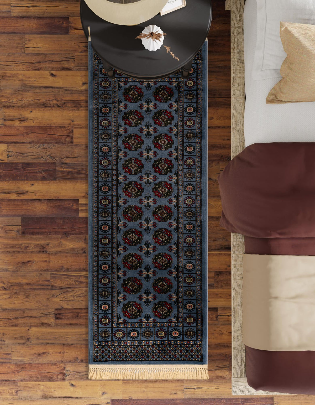 Samarkand Elegance Collection Area Rug -  Margilan (Blue) Runner Blue  lifestyle 84