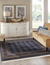 Samarkand Elegance Collection Area Rug -  Margilan (Blue) Square Blue  lifestyle 27