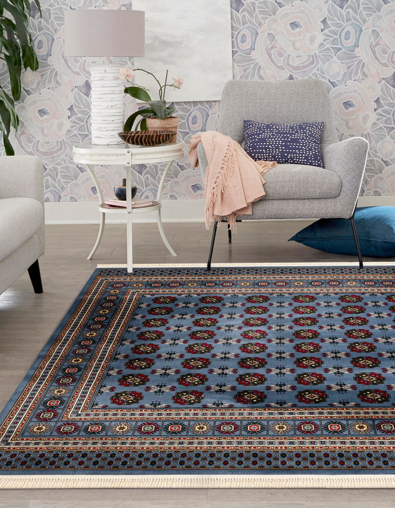 Samarkand Elegance Collection Area Rug -  Margilan (Blue) Square Blue  lifestyle 30