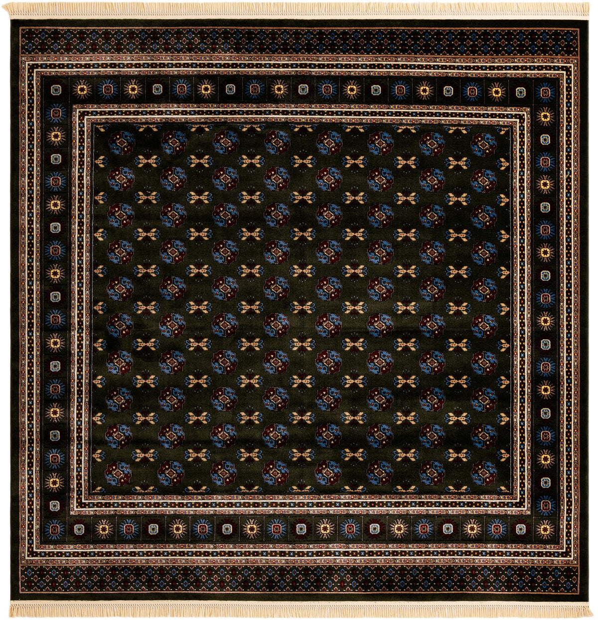 Samarkand Elegance Collection Area Rug -  Margilan (Dark Green) Square Dark Green  lifestyle 24