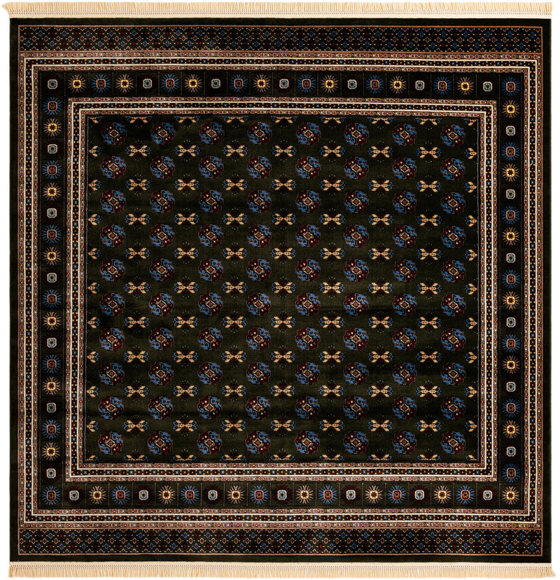 Samarkand Elegance Collection Area Rug -  Margilan (Dark Green) Square Dark Green  lifestyle 24