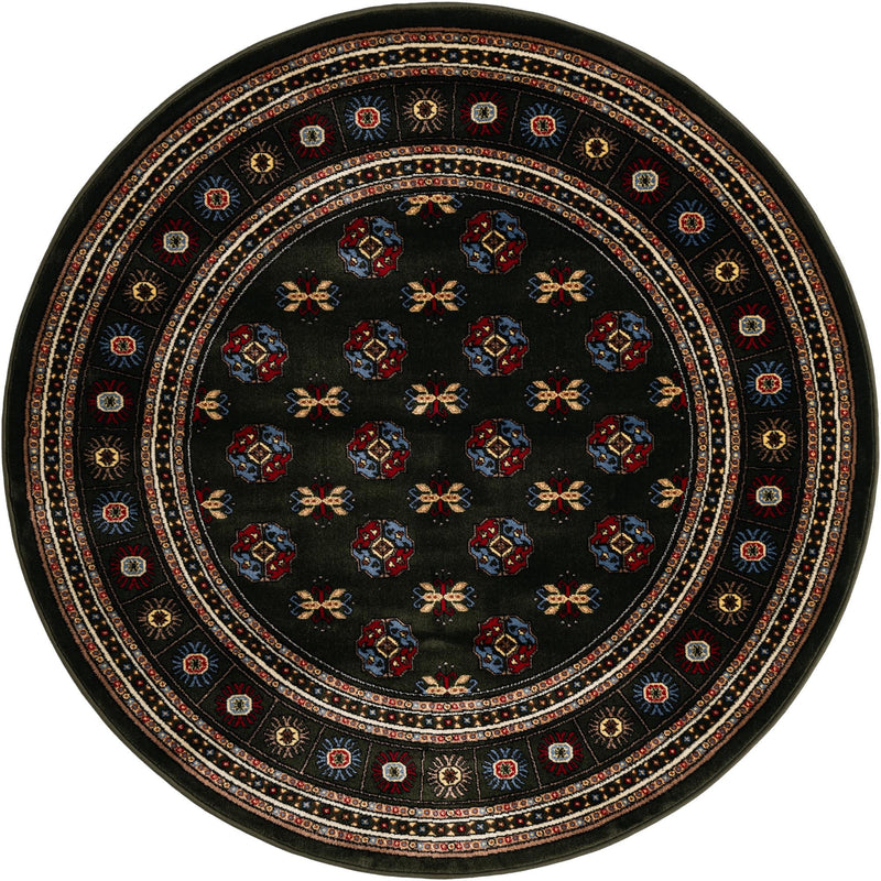 Samarkand Elegance Collection Area Rug -  Margilan (Dark Green) Round Dark Green  lifestyle 22