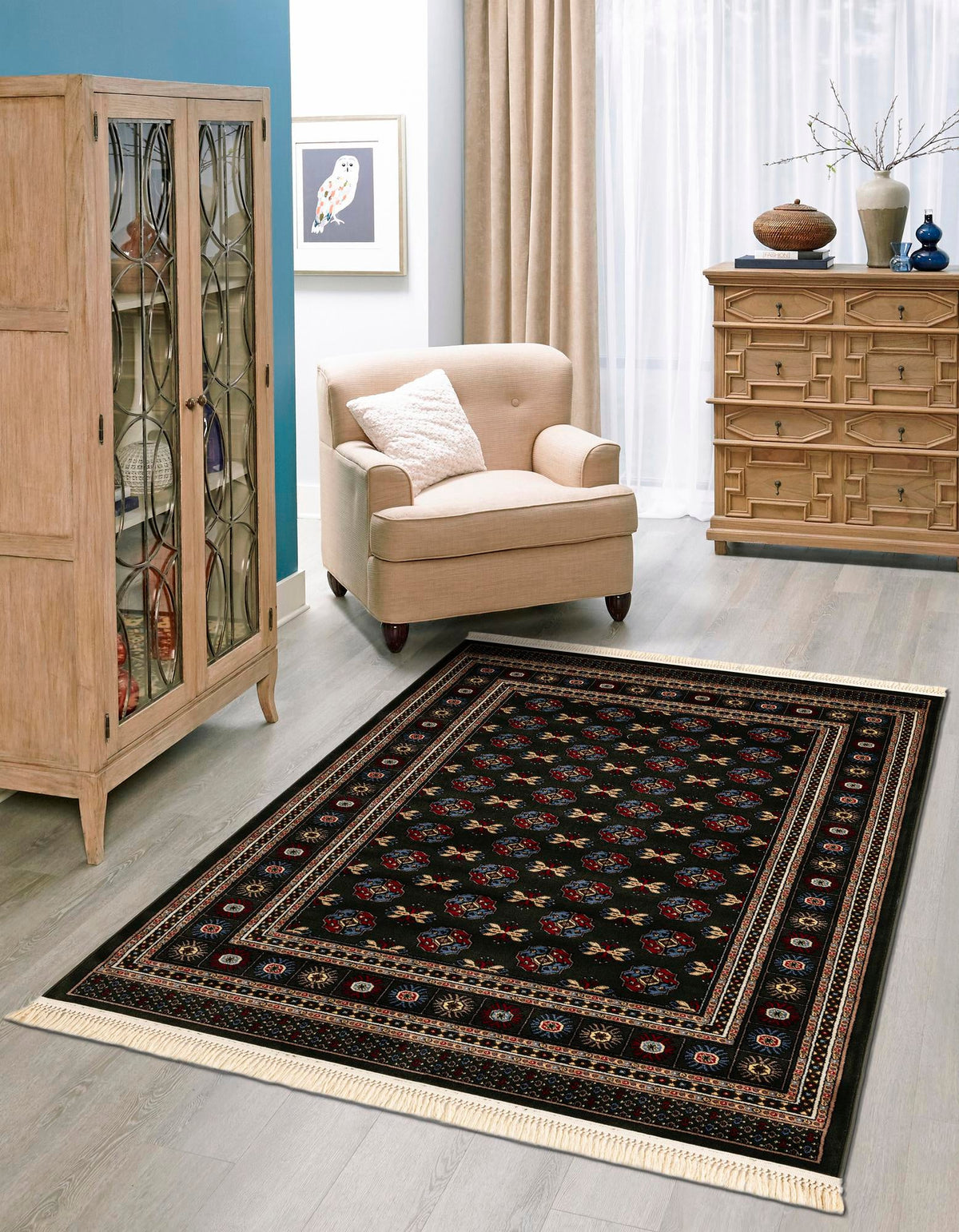 Samarkand Elegance Collection Area Rug -  Margilan (Dark Green) Rectangle Dark Green  lifestyle 2