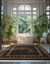 Samarkand Elegance Collection Area Rug -  Margilan (Dark Green) Rectangle Dark Green  lifestyle 4