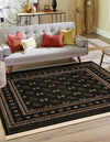 Samarkand Elegance Collection Area Rug -  Margilan (Dark Green) Square Dark Green  lifestyle 27